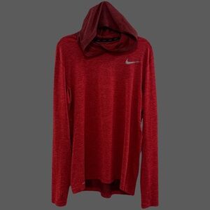 Red Nike Running Hooded Long Sleeve Dri Fit